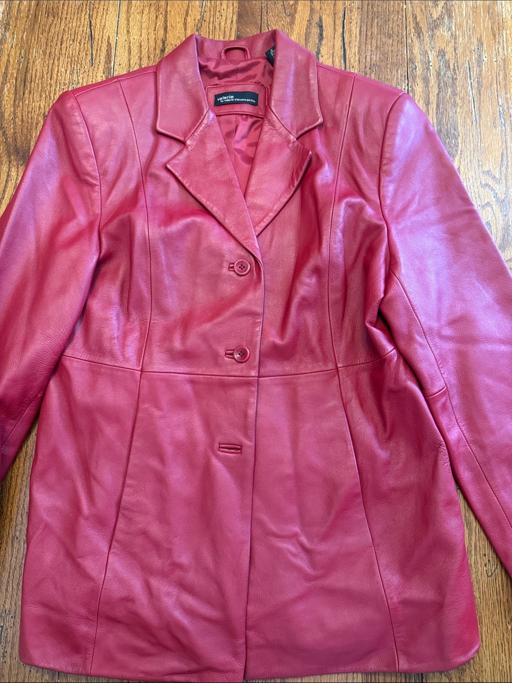 Valerie Stevens Red Leather Button Blazer -PM